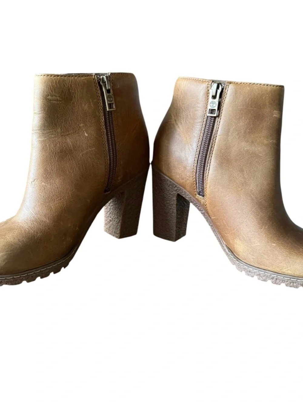 Timberland Tillston Peep Toe Booties in brown leather size 6 - Picture 5 of 8